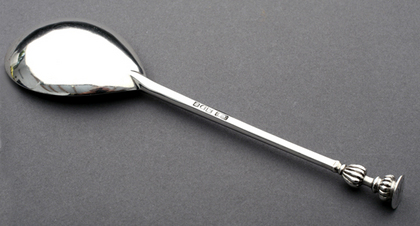 Baluster Seal Top Antique Silver Spoon - Crichton, Christening Spoon